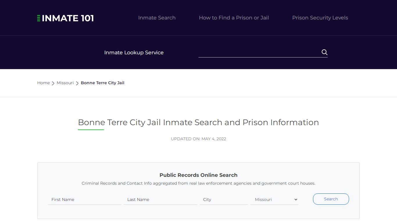 Bonne Terre City Jail Inmate Search, Visitation, Phone no ...