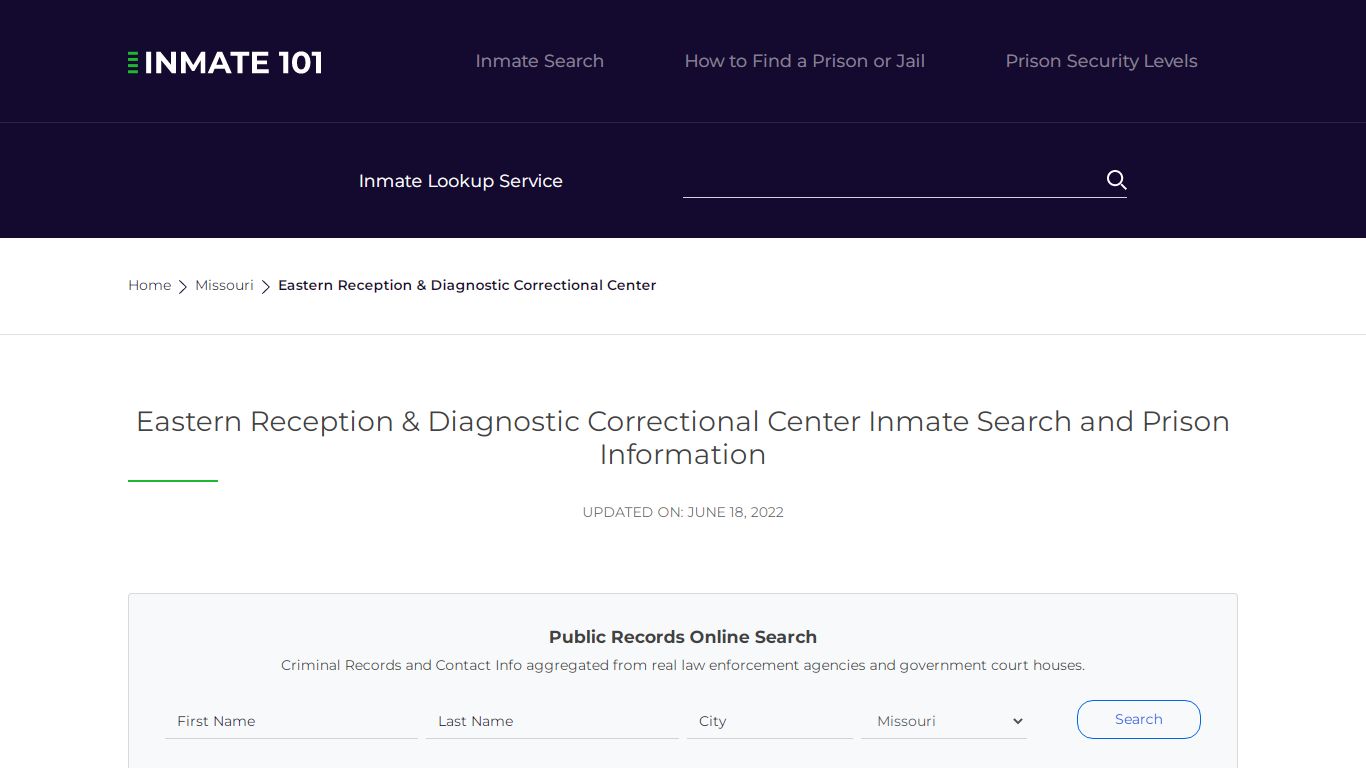 Eastern Reception & Diagnostic Correctional Center Inmate ...